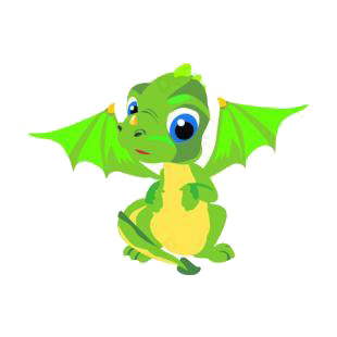 Green baby dragon listed in dragons decals.