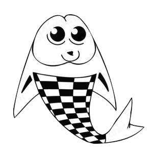 Scared checkered fish listed in fish decals.