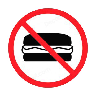 No hamburger allowed sign listed in other signs decals.