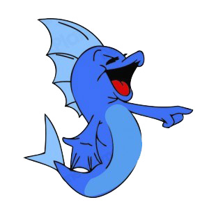 Laughing blue fish listed in fish decals.