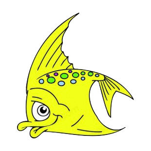 Shy yellow angelfish listed in fish decals.