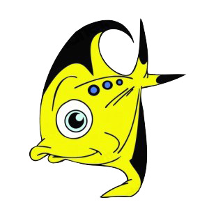 Black and yellow angelfish listed in fish decals.