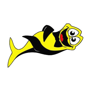 Black and yellow fish laughing listed in fish decals.