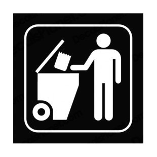 Throwing waste in garbage bin sign listed in other signs decals.