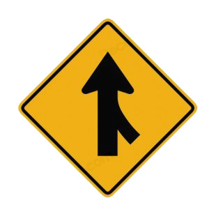 Road merge from the right warning sign listed in road signs decals.