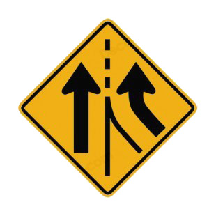 Road merge from the right warning sign listed in road signs decals.