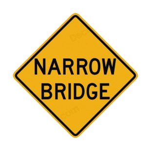 Narrow bridge warning sign listed in road signs decals.