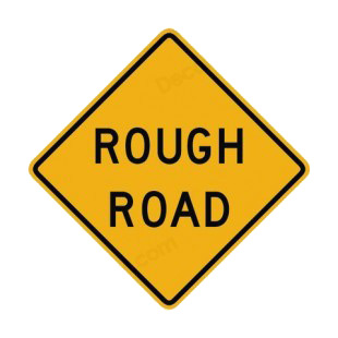 Rough road warning sign listed in road signs decals.