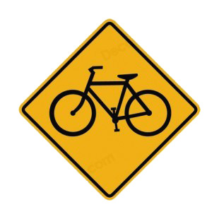 Bicycle warning sign listed in road signs decals.