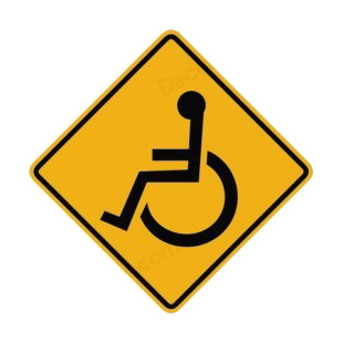 Handicap warning sign listed in road signs decals.