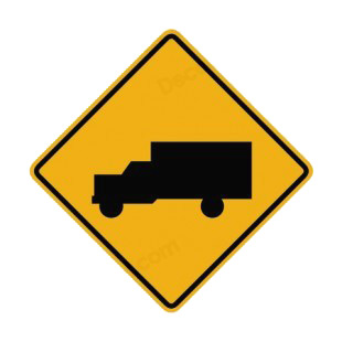 Truck warning sign listed in road signs decals.