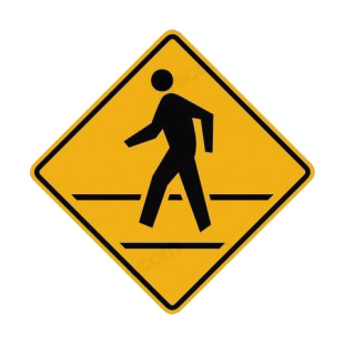 Pedestrian crossing warning sign listed in road signs decals.