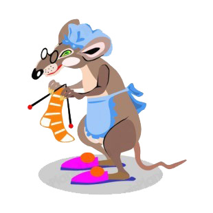 Grand mother rat knitting listed in rodents decals.