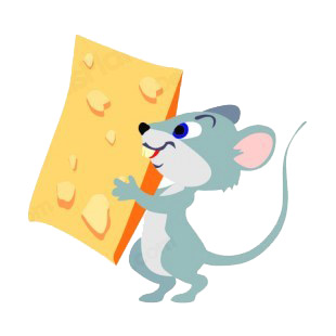 Mouse holding piece of cheese listed in rodents decals.