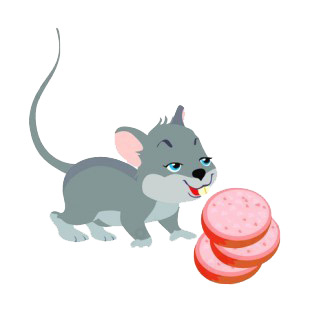 Mouse with slices of sausage listed in rodents decals.