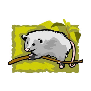 White possum on a twig listed in rodents decals.