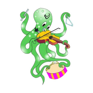 Green octopuss musician listed in fish decals.