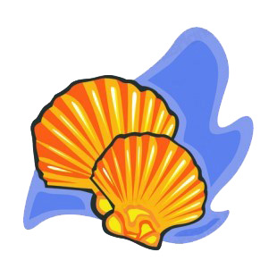 Orange sea shell listed in fish decals.