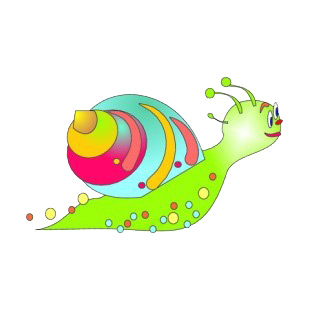 Green snail walking listed in fish decals.