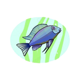 Blue goldfish underwater listed in fish decals.
