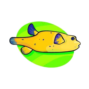 Yellow blowfish listed in fish decals.