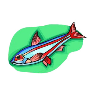 Blue with red line fish listed in fish decals.