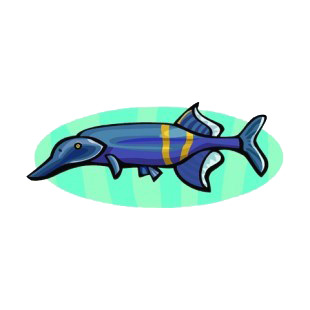 Blue with yellow stripped fish listed in fish decals.