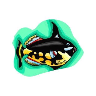 Black and yellow exotic fish listed in fish decals.