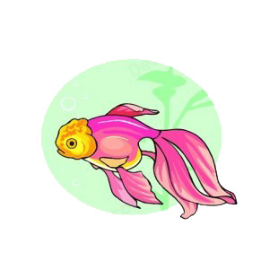 Red bubble eye goldfish underwater listed in fish decals.