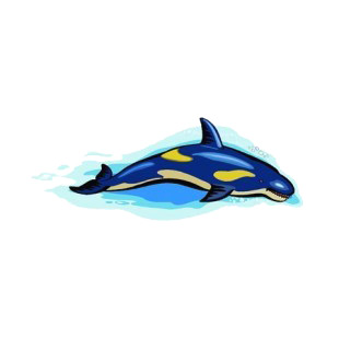 Blue with yellow spots dolphin listed in fish decals.