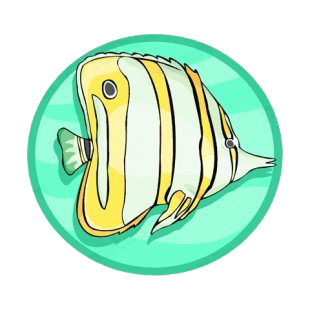 Yellow and green butterfly fish listed in fish decals.