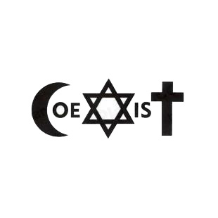 COEXIST muslim jew christian listed in other decals.
