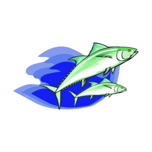 Green tuna fishes listed in fish decals.