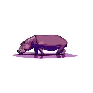 Purple hippopotamus walking trough water listed in fish decals.