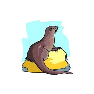 Otter standing on a rock listed in fish decals.