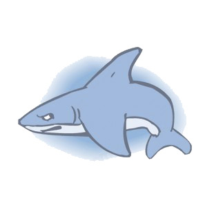 Blue angry shark listed in fish decals.