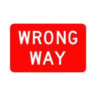 Wrong way sign listed in road signs decals.