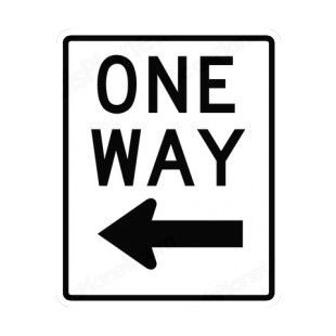 One way sign listed in road signs decals.
