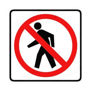 No pedestrians allowed sign listed in road signs decals.