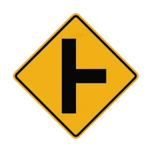 T intersection right side warning sign listed in road signs decals.