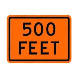 500 feet sign listed in road signs decals.
