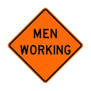 Men working sign listed in road signs decals.