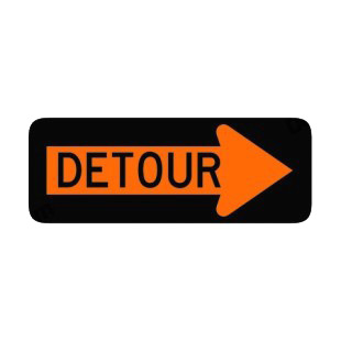 Detour to the right sign listed in road signs decals.