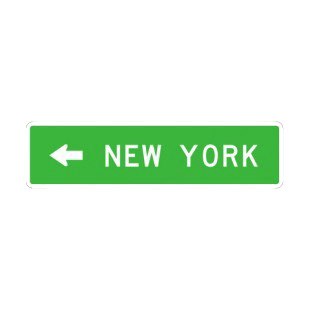 Going to New York turn left sign listed in road signs decals.