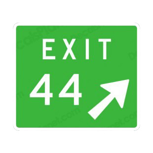 Exit 44 direction sign listed in road signs decals.