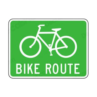 Bike route sign listed in road signs decals.