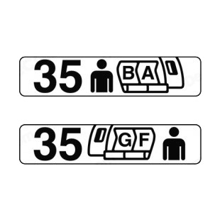 Airplane seat row indication sign listed in other signs decals.