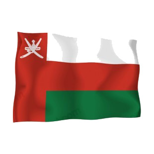 Oman waving flag listed in flags decals.