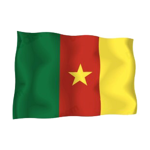 Cameroon waving flag listed in flags decals.
