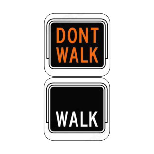Don't walk and walk sign listed in road signs decals.